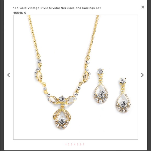 MARIELL Beautiful Bridal Crystal 14kt necklace/earring set. - Picture 2 of 5